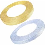 Ruban, ruban scintillant m�tallique � paillettes de qualit� sup�rieure, 2 rubans d'organza pour no�l, ...