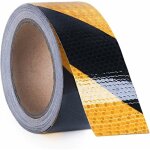 Ruban de signalisation, ruban r�fl�chissant, noir et jaune, 5 cm x 25 m, ruban d'avertissement de s�curit�, ...
