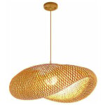Rustique bambou lanterne suspension lampe vintage japonais lustre suspendu plafonnier luminaire pour ...