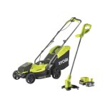 Ryobi - tondeuse pousse 18v one + rlm18x33b40 - batterie 4. 0ah - chargeur - coupe - bordures olt1825m ...