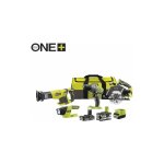 Ryobi - pack 4 outils: perceuse - visseuse � percussion 2 vitesses 18v one + (r18pd3 - 0) - lampe torche ...