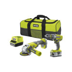 Ryobi - pack perceuse - visseuse � percussion 18v - meuleuse d'angle one + 18v - 1 batterie 18v 2. 0 ...