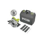 Ryobi - pack scie circulaire rcs1600 - k2b - 1600w - 66mm - 1 lame 48 dents - 1 lame 24 dents - guide ...