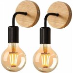 Sabir applique murale interieur industrielle 2 pack, appliques murale bois, lampe murale m�tal decoration ...