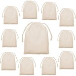 Sacs en coton 15 x 20 cm 10 pi�ces avec cordon de serrage, rangement petits sacs en tissu pour les anniversair ...
