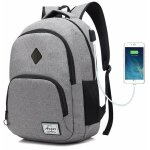 Sac � dos pour ordinateur portable, sac d'�cole simple, l�ger et �tanche avec port de chargement usb, ...