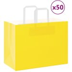 Sacs en papier 50 pcs avec poign�es jaune 32x17x25 cm vidaxl