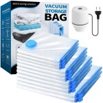 Sac de rangement sous vide et pompe �lectrique, lot de 11 (2 jumbo, 3l, 3m, 3s), sac compression rangement ...