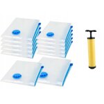 Sacs sous vide pour v�tements et literie, lot de 12, 4 tailles, pompe