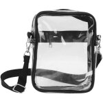 Sac transparent messager homme femme approuv� stade, bandouli�re r�glable en pvc noir