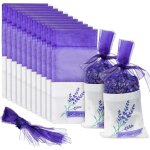 Sachets de lavande parfum�e - 20 sacs en coton - ramie avec cordon pour mariage, faveurs de b�b� et plus ...