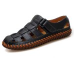 Sandales pour hommes fermeture en cuir chaussures de randonn�e �t� confortables sports de plein air randonn�e( ...