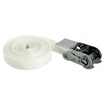 Sangle d'arrimage polyester  cliquet inox, coloris cru, largeur 25 mm, longueur 5 m lecuyer