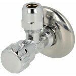 Robinet équerre 1 / 2'' x 10 mm avec rosace auto - étanche Robinet équerre 1 / 2'' x 10 mm avec rosace auto - étanche