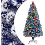 Sapin de no�l artificiel led blanc et bleu 120 cm fibre optique