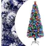 Sapin de no�l artificiel led blanc et bleu 180 cm fibre optique