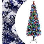 Sapin de no�l artificiel led blanc et bleu 210 cm fibre optique