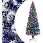 Sapin de no�l artificiel led blanc et bleu 210 cm fibre optique