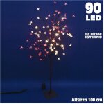 Sapin de no�l lumineux cerisier d'ext�rieur 90 led 100cm blanc chaud et rouge