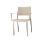 Scab - fauteuil design, 4 chaises accoudoirs jardin kate design taupe en plastique design