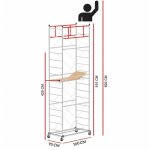 Scedil - echafaudage m4 lux avec une base extractible (hauteur de travail 6, 2 m)