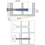Scell - it - chevilles � frapper nylon t�te frais�e - clou inox a4 - yzf �5x27mm - boite de 200