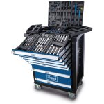 Scheppach - servante d'atelier tw1100 set d'outils - chariot d'outillage avec 4 roulettes - 70 pices ...