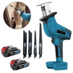 Scie alternative sans fil avec 2 batteries 18 v, changement de lame sans outil, 4 lames de scie incluses, ...