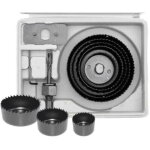 Scies cloches awtools pour bois / 50 - 57 - 67 - 76 - 89 - 102 mm / jeu de 8 pi�ces