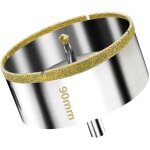 Scie cloche diamant�e 90 mm avec foret guidage de centrage, scie cloche carrelage avec rev�tement diamant, ...