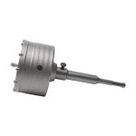 Scie � cloche tr�pan b�ton 100mm avec adaptateur sds plus 110 mm + foret h�lico�dal + vis de positionnement, ...