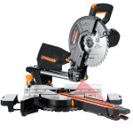 Scie � onglet radiale, 3 lames au carbure, utilisation � deux mains, coupes d'onglet � 45� guid�es par ...