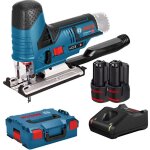 Scie sauteuse sans fil bosch gst 12v - 70 / 2x 2, 0 ah batterie + chargeur en bote l - 06015a1000