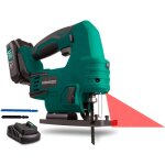 Scie sauteuse sans fil vpower 20v. 1 batterie 2. 0ah, 1 chargeur rapide, 2 lames de scie et guide parallle ...
