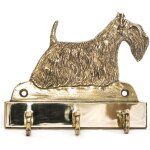 Scottish terrier, aberdeen terrier - porte - cl�s avec chien, support en laiton pour accessoires pour ...