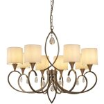 Searchlight alberto - lustre � 8 branches en cristal cr�me, fini laiton antique, e14