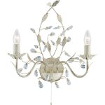 Searchlight - applique floral almandite - 2l 2 branches mtal crme dor avec feuille et cristal e14 ...