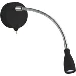 Searchlight - applique applique murale lampe de lecture noir led lampe de chambre flexible h 24 cm