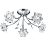 Searchlight - bellis - plafonnier semi - encastr� � 5 ampoules design � fleurs, chrome et verre, g9