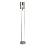 Searchlight catalina - lampadaire  1 lumire chrome, fum avec abat - jour en verre fum, e27