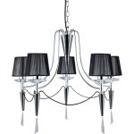 Searchlight - duchess - plafonnier � 5 ampoules � bras multiples, chrome, chrome noir avec abat - jour, ...