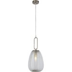 Searchlight elixir luminaire suspendu en verre nervur� � 1 lumi�re, verre transparent, nickel satin�