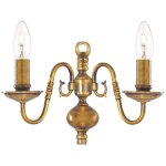 Searchlight - flemish - applique murale � 2 ampoules pour bougie d'int�rieur, laiton antique poli, e14 ...