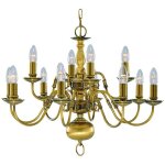 Searchlight - flemish - 12lt lustre chandelier 12 branches laiton antique e14 max 12x60w diam 62cm