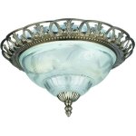 Searchlight - flush - plafonnier affleurant � 2 ampoules en laiton antique avec diffuseur en verre givr�, ...