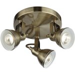 Searchlight - focus 3lt plafonnier 3 spots metal laiton antique cordon marron, gu10 max 3x50w diam 30cm ...