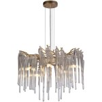 Searchlight - heritage lustre 5l convertible plaf m�tal dor� mat, goutte de verre g9 5x33w max cl1 diam50cm ...