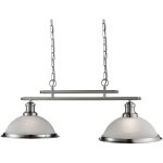 Searchlight - lustre bistro - 2l barre 2 lumieres, mtal argent satin, verre marbr, e27 maxi 2x60w, ...