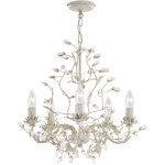 Searchlight - lustre floral almandite - 5l 5 branches m�tal cr�me dor� avec feuille et cristal e14 5x60w ...