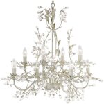 Searchlight - lustre floral almandite - 8l 8 branches mtal crme dor avec feuille et cristal e14 8x60w ...